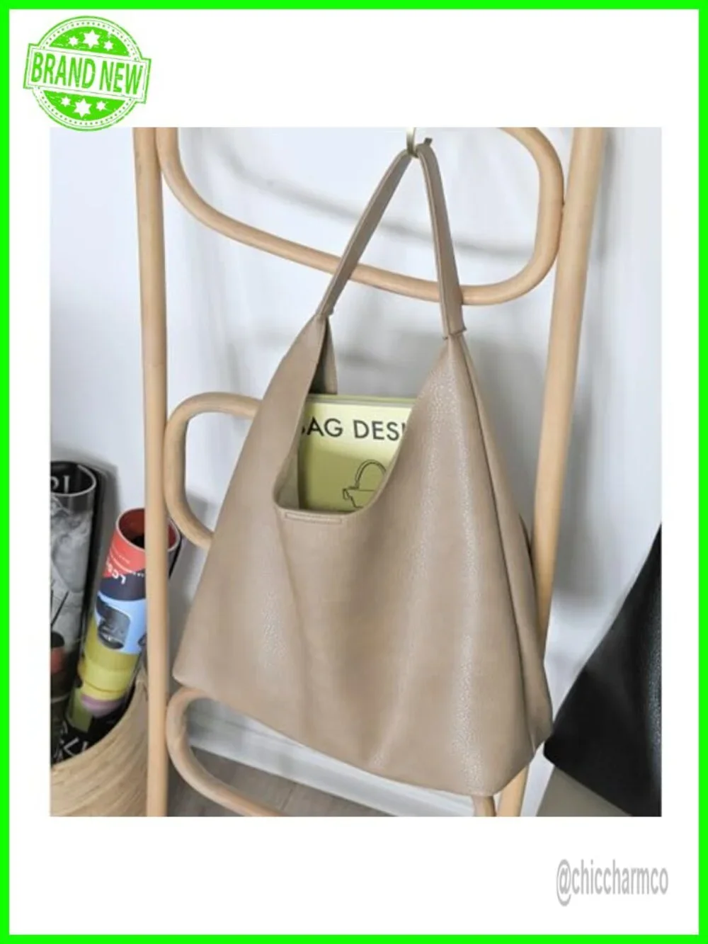 Soft Vegan Leather Slouchy Hobo Tote Shoulder Handbag Purses